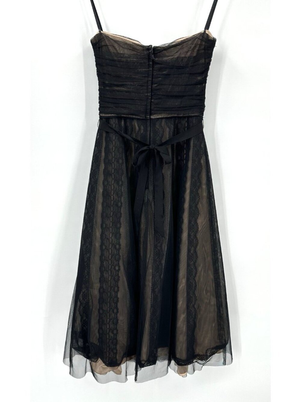 BCBG MAX AZRIA black lace midi dress XS formal wedding guest vintage inspired - Picture 7 of 10